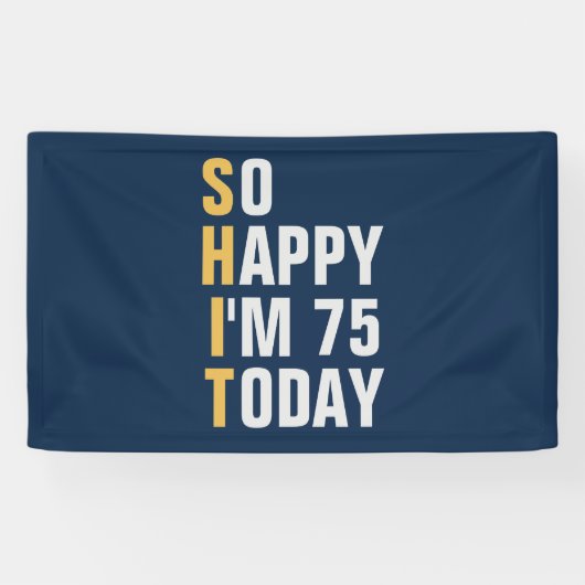 Gelukkig ben ik 75 75e verjaardagsbanner / achterg spandoek (Horizontaal)