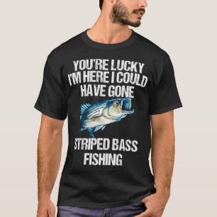 Gelukkig ben ik hier gestreepte zeebaars Funny vis T-shirt
