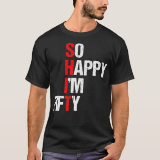 Gelukkig ben ik vijftig grappige 50th Birthday Gif T-shirt