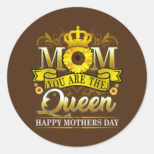Gelukkig ben je de koningin met de zon ronde sticker (Voorkant)