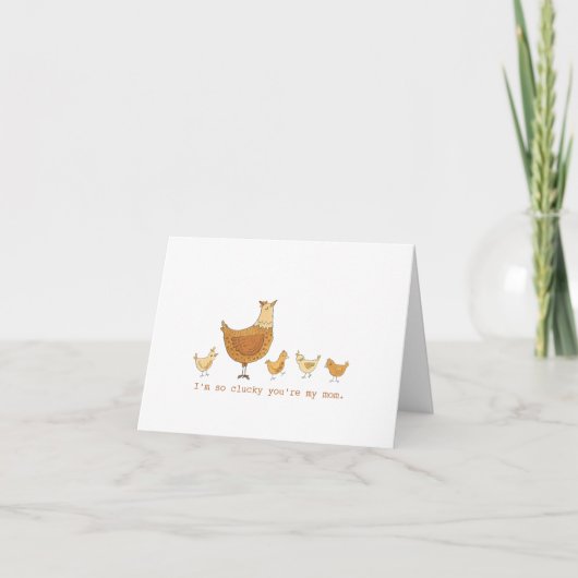 Gelukkig ben je mijn mama Hen en Chicks Moederdag. Kaart (Voorkant)