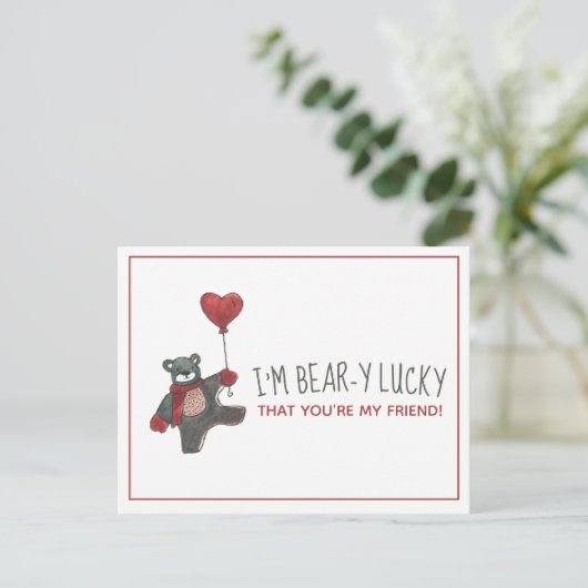 Gelukkig ben je mijn vriend Beer Briefkaart (Staand voorkant)