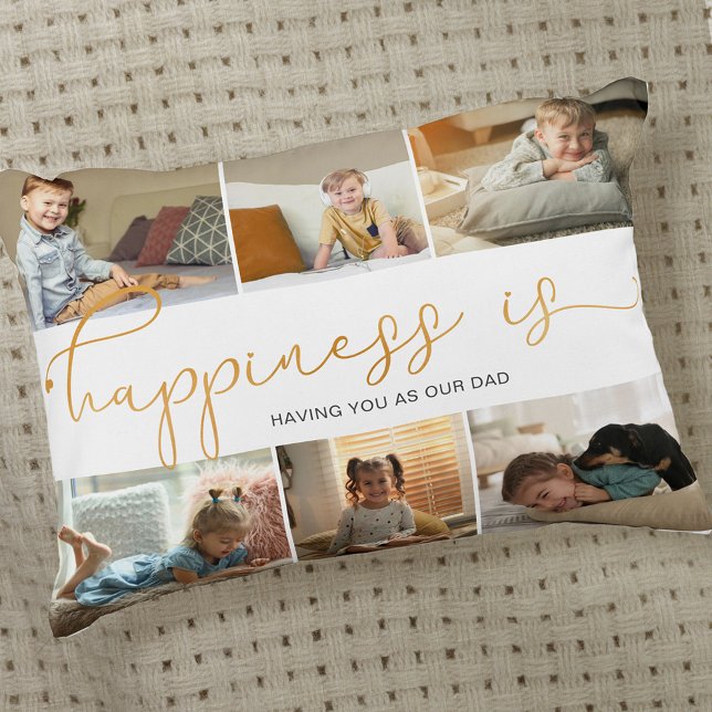 Gelukkig ben je vader Modern 6 Foto Collage Accent Kussen (Creator heeft geüpload)