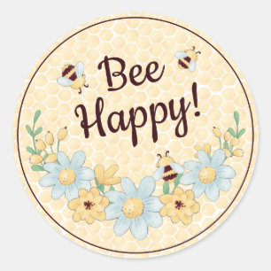 Gelukkig Bij Cute Hommels Ronde Sticker