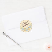 Gelukkig Bij Cute Hommels Ronde Sticker (Envelop)