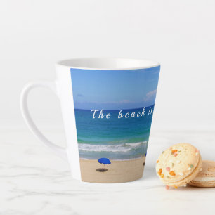Gelukkig bij het strand / Zee en Zand Latte mok