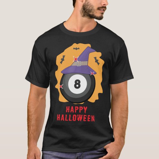 Gelukkig Biljart Halloween - Grappig T-shirt (Voorkant)
