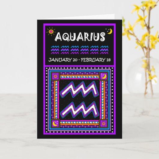 GELUKKIG BIRTHDAY AQUARIUS! KAART (Gele Bloem)