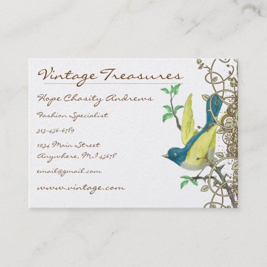 Gelukkig  Blauw en Geel Swirl Design Visitekaartje (Voorkant)