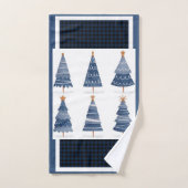 gelukkig blauw kerstfeest bad handdoek (Handdoek)