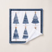 gelukkig blauw kerstfeest bad handdoek (Wasdoekje)