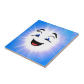 Gelukkig blauw man gezicht tegeltje (Zijkant)