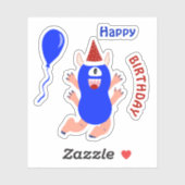 Gelukkig blauw monster sticker (Vel)