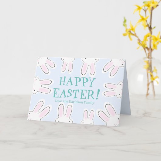 Gelukkig blauwgroen wit schattig bundel gepersonal kaart (Gele Bloem)