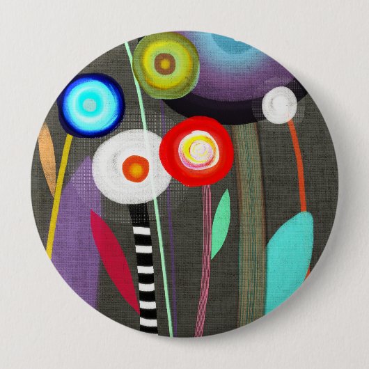 Gelukkig Bloeiende Flora Broche Ronde Button 4,0 Cm (Voorkant)