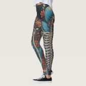 Gelukkig Bloemenskelet Halloween schedel ribcage Leggings (Links)