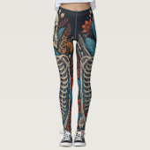 Gelukkig Bloemenskelet Halloween schedel ribcage Leggings (Voorkant)