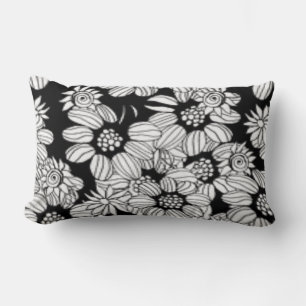 Gelukkig Bloemmotief Zwart & Wit Trendy Print Kussen