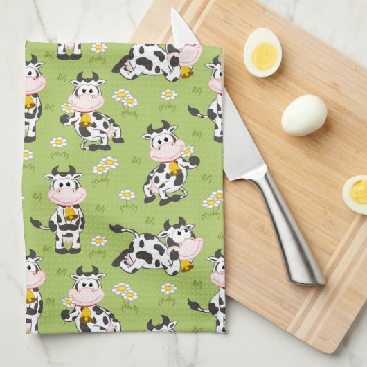 Gelukkig Boerderij Koeien Theedoek (Quarter Fold)