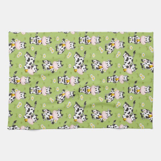 Gelukkig Boerderij Koeien Theedoek (Horizontaal)