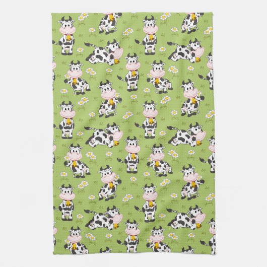 Gelukkig Boerderij Koeien Theedoek (Verticaal)