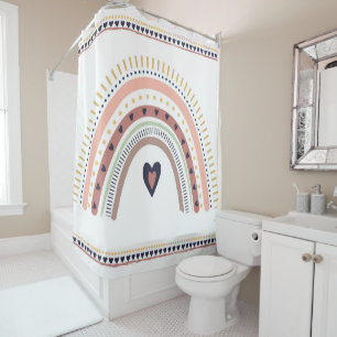 Gelukkig Boho Regenboog Modern Minimaal Trendy Chi Douchegordijn
