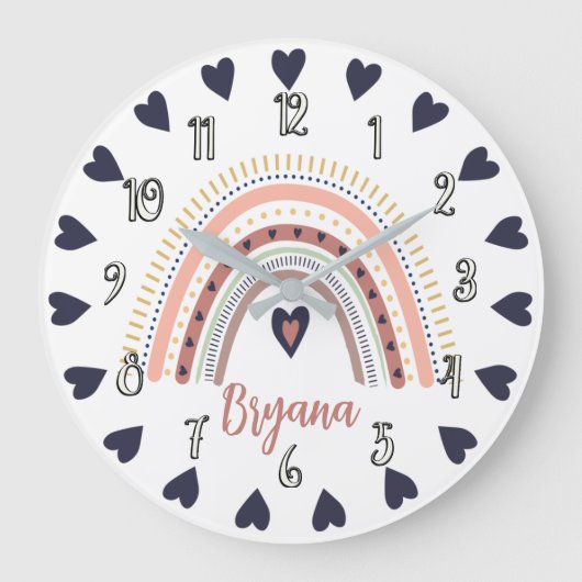 Gelukkig Boho Regenboog Modern Minimaal Trendy Chi Grote Klok (Voorkant)