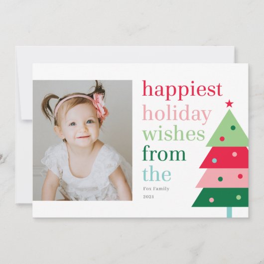 Gelukkig Boom Fun Moderne Vakantie Fotokaart Feestdagenkaart (Voorkant)