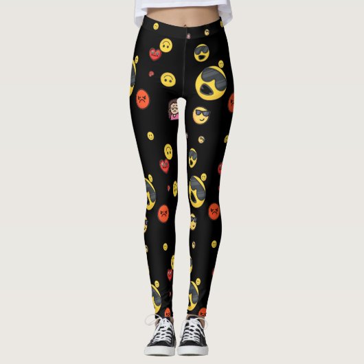 Gelukkig, boos, liefde, meisje emoji's leggings (Voorkant)