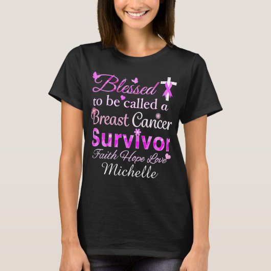 Gelukkig Borstkanker Overlevende T-shirt (Voorkant)