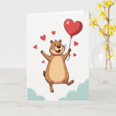 Gelukkig Bosmarmot Liefdeskaart Kaart (Gele Bloem)