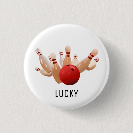 Gelukkig bowlen ronde button 3,2 cm (Voorkant)