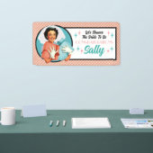 Gelukkig Bruid Retro Bruiloft Feest Banner (Beurs)