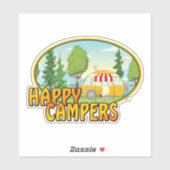 Gelukkig camper retro ontwerp met caravan bomen sticker (Vel)