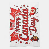 Gelukkig Canada Dag! Theedoek (Verticaal)