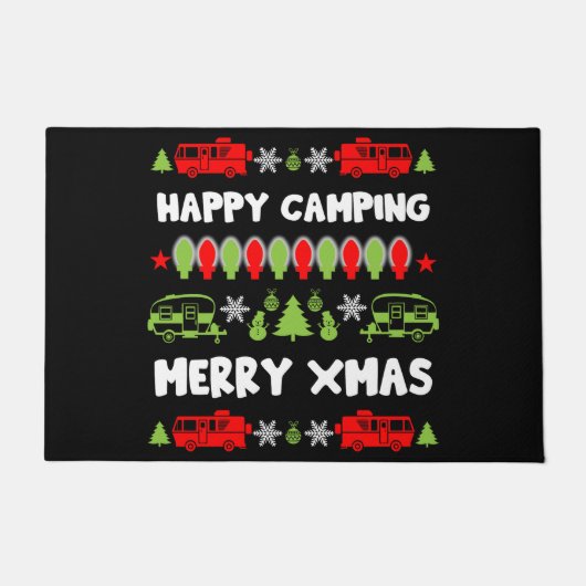 Gelukkig Caravan Kerstseizoen Deurmat (Voorkant)