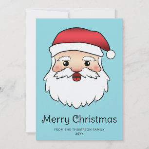 Gelukkig Cartoon Kerstman Hoofd Met Aangepaste Tek Feestdagenkaart