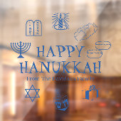 Gelukkig Chanoeka blauw aangepaste familienaam dec Raamsticker (Vel 2)