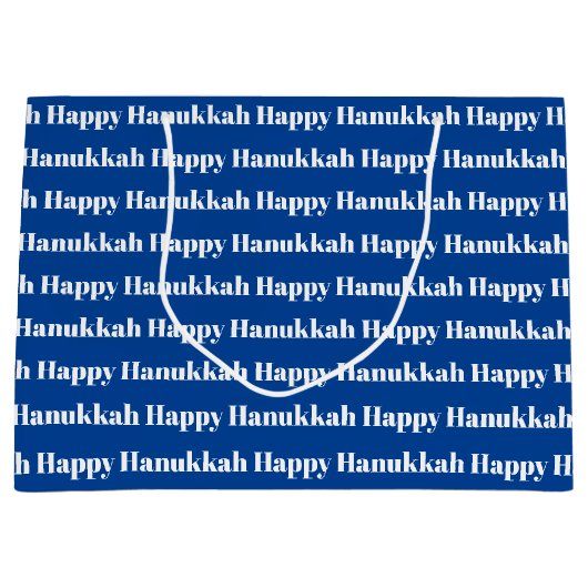 Gelukkig Chanoeka blauw modern typografie patroon Groot Cadeauzakje (Voorkant)