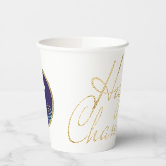 Gelukkig Chanoeka Dove Menorah Design 8 oz. Papieren Bekers (Links)