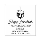 Gelukkig Chanoeka Dreidel Naam Adres Zelfinktende Stempel (Design)