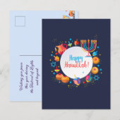 Gelukkig Chanoeka Feest Menora Feestelijke Decorat Briefkaart (Voorkant / Achterkant)