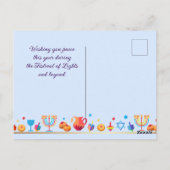 Gelukkig Chanoeka Feest Menora Feestelijke Decorat Briefkaart (Achterkant)