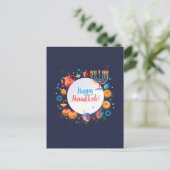 Gelukkig Chanoeka Feest Menora Festieve Decoratie Briefkaart (Staand voorkant)