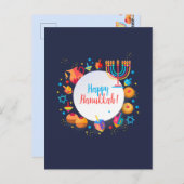 Gelukkig Chanoeka Feest Menora Festieve Decoratie Briefkaart (Voorkant / Achterkant)