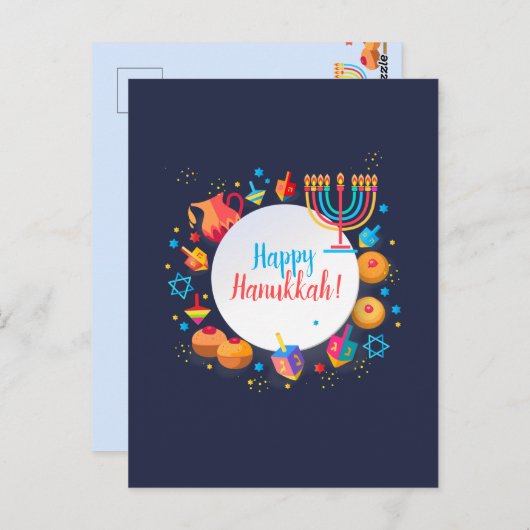 Gelukkig Chanoeka Feest Menora Festieve Decoratie Briefkaart (Voorkant / Achterkant)
