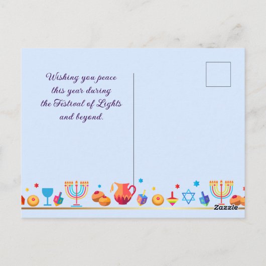 Gelukkig Chanoeka Feest Menora Festieve Decoratie Briefkaart (Achterkant)