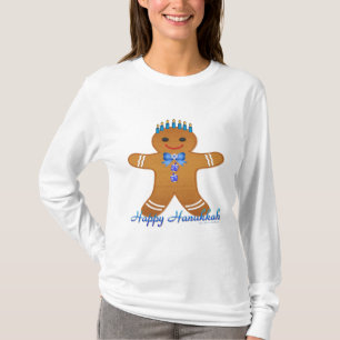 Gelukkig Chanoeka Gebruinebroodmannen Menora T-shirt