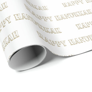 Gelukkig Chanoeka goud wit patroon Joodse vakantie Cadeaupapier