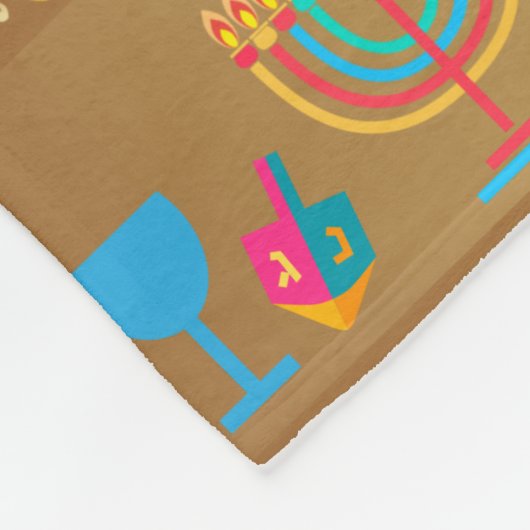 Gelukkig Chanoeka Holiday Lights feestelijk ontwer Fleece Deken (Hoek)